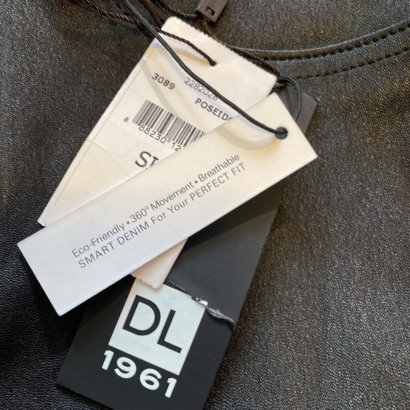 NWT DL1961 Emma Power Legging Leather & Coated Jeans Poseidon - Picture 6 of 17